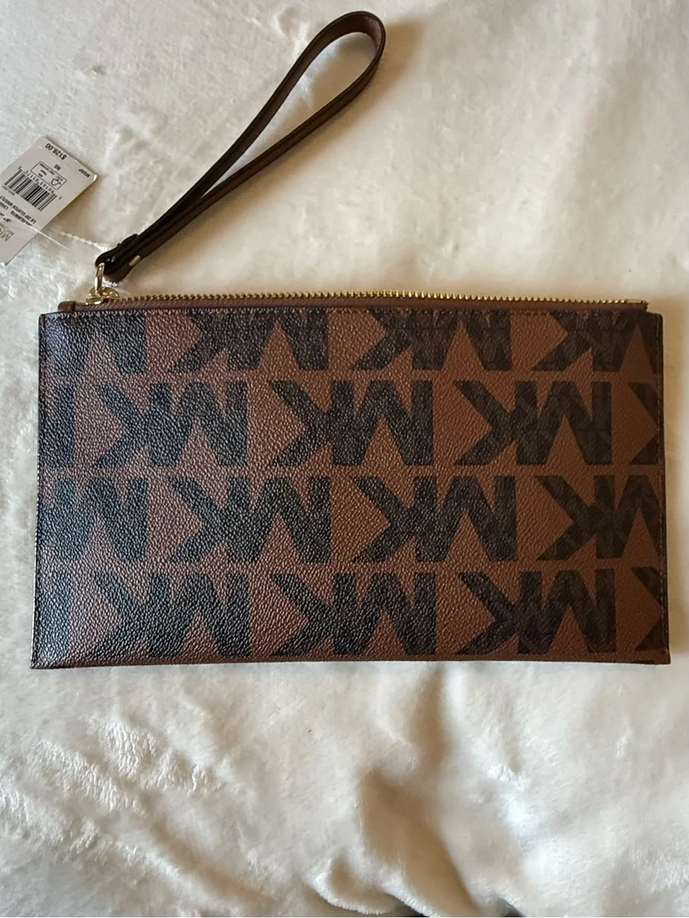Michael Kors MK Signature Logo Clutch Wristlet Zip Top Large NWT